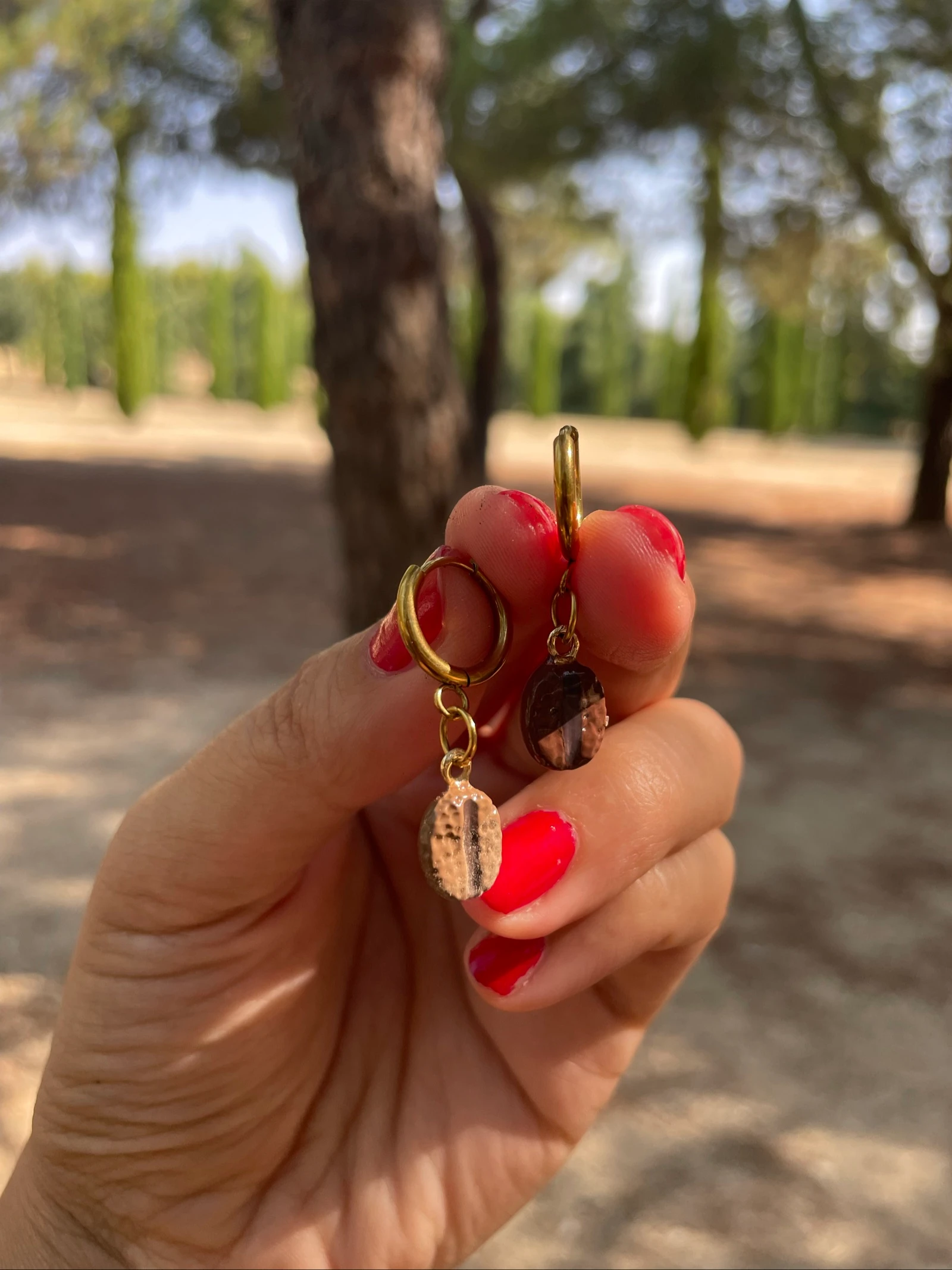 Boucles d'oreilles grains café en acier inoxydable – photo 2